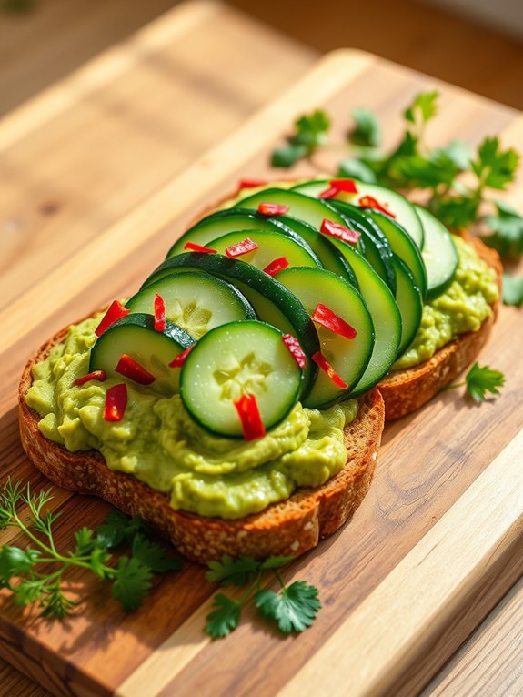 15 Energizing Fresh Vegetable Snacks to Boost Your Energy 14 avocado toast topped cucumbers