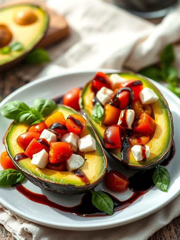 avocados filled with caprese