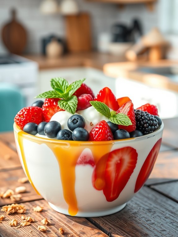 berry topped greek yogurt