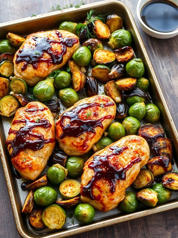 12 Easy Sheet Pan Dinner Recipes for Quick and Effortless Cooking 7 brussels sprouts with chicken