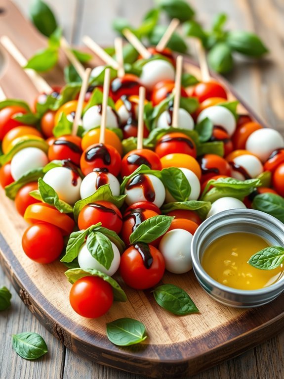 caprese ingredients on skewers