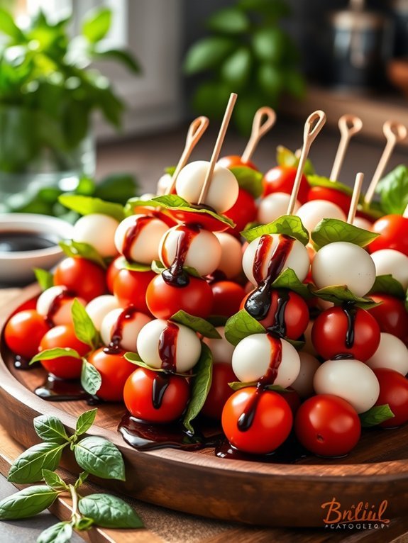 12 Irresistible Party Appetizers That Will Wow Your Guests 2 caprese skewers with glaze