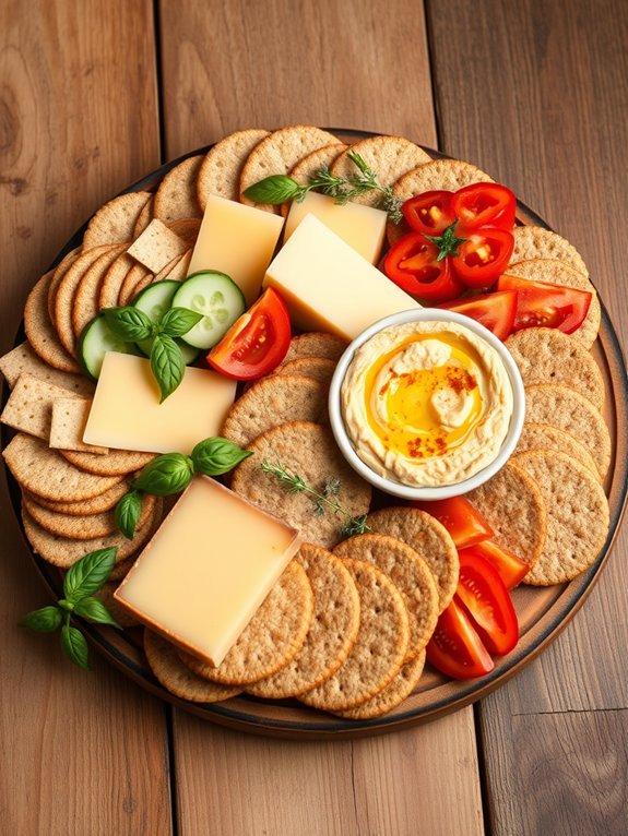 10 Nutritious Snack Ideas for Work and School to Boost Energy and Productivity 9 cheese topped whole grain crackers