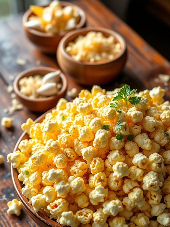 10 Delicious Savory Popcorn Recipes You Need to Try 2 cheesy garlic flavored popcorn