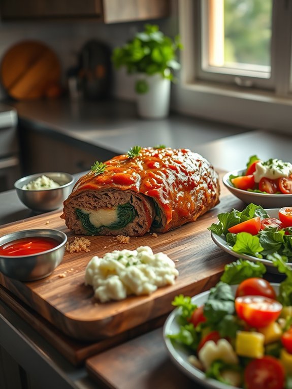 cheesy spinach stuffed meatloaf