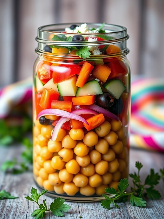 10 Easy Mason Jar Salad Recipes for Quick and Healthy On-the-Go Meals 4 chickpea salad with mediterranean flavors