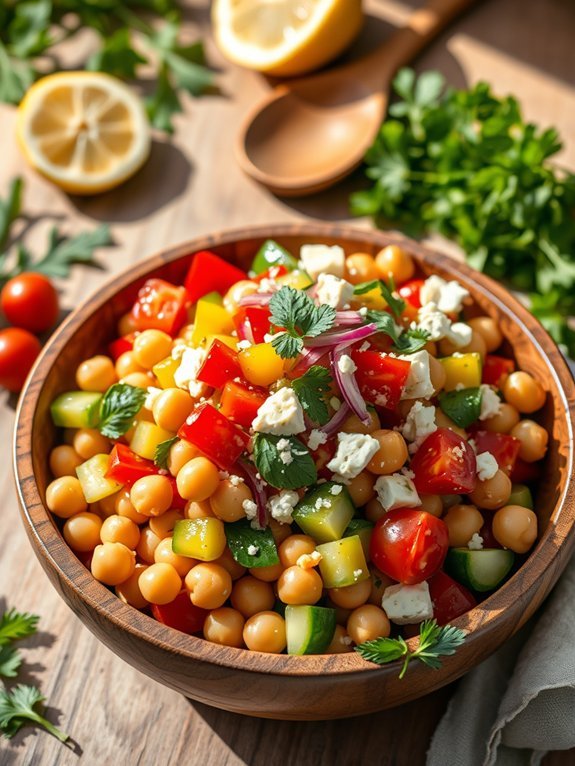 15 Delicious Recipes Featuring Fresh Local and Seasonal Vegetables 14 chickpea salad with mediterranean flavors