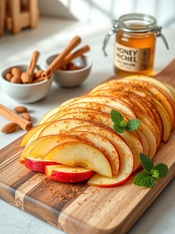 cinnamon coated apple slices