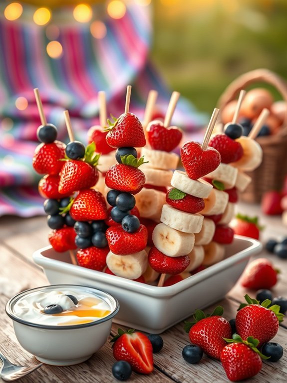 12 Delicious Fourth of July Recipes for Your Summer Celebration 4 colorful festive fruit skewers