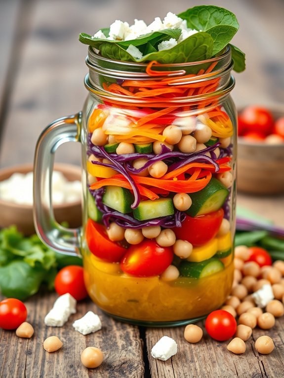 10 Easy Mason Jar Salad Recipes for Quick and Healthy On-the-Go Meals 5 colorful layered vegetable salad