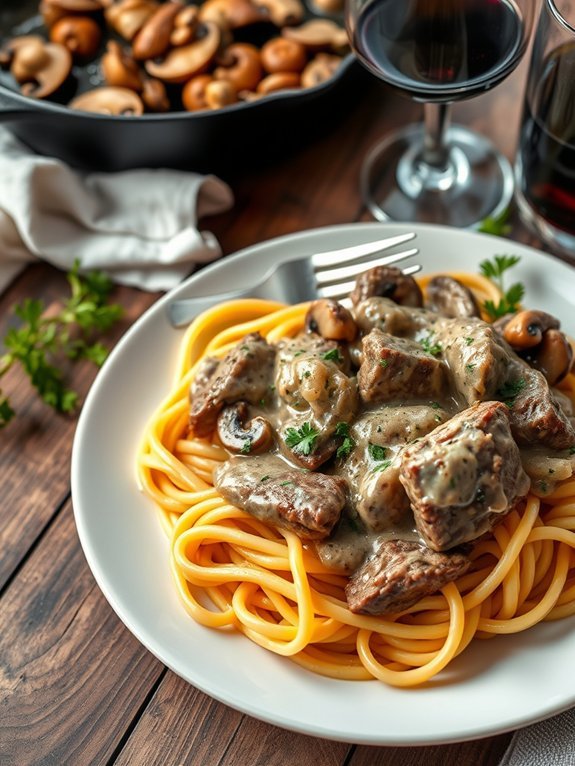 creamy beef pasta dish