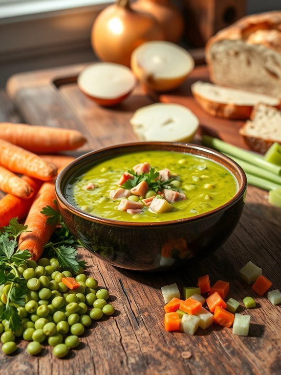 creamy ham filled soup