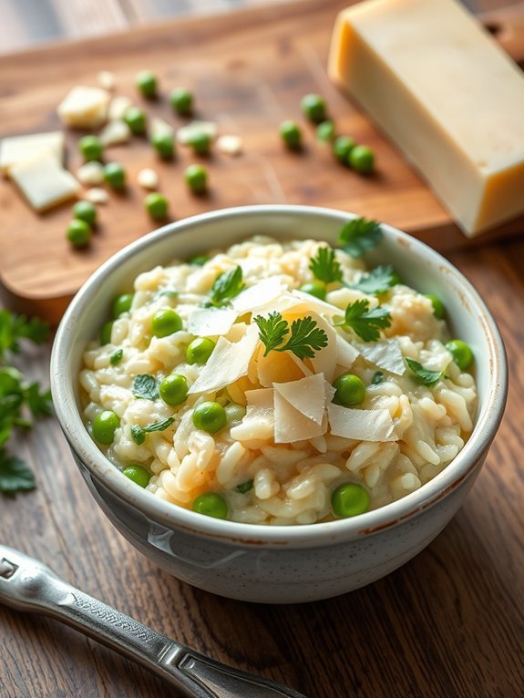 creamy parmesan pea risotto