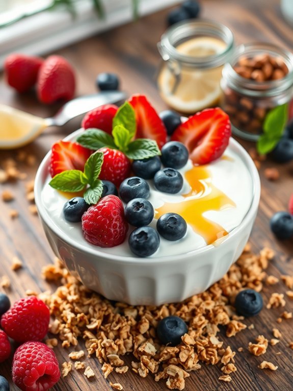 10 Nutritious Snack Ideas for Work and School to Boost Energy and Productivity 2 creamy yogurt topped berries