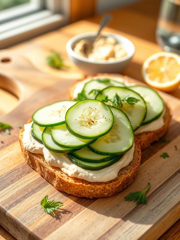 crisp cucumber hummus delight