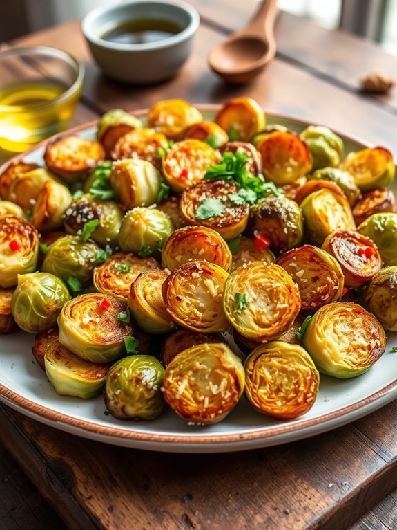 crispy garlic parmesan sprouts