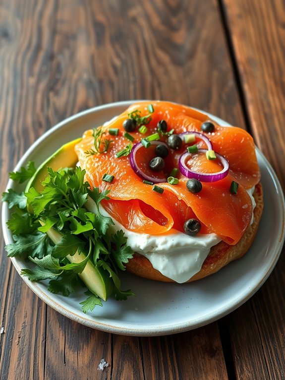 delicious bagel with toppings
