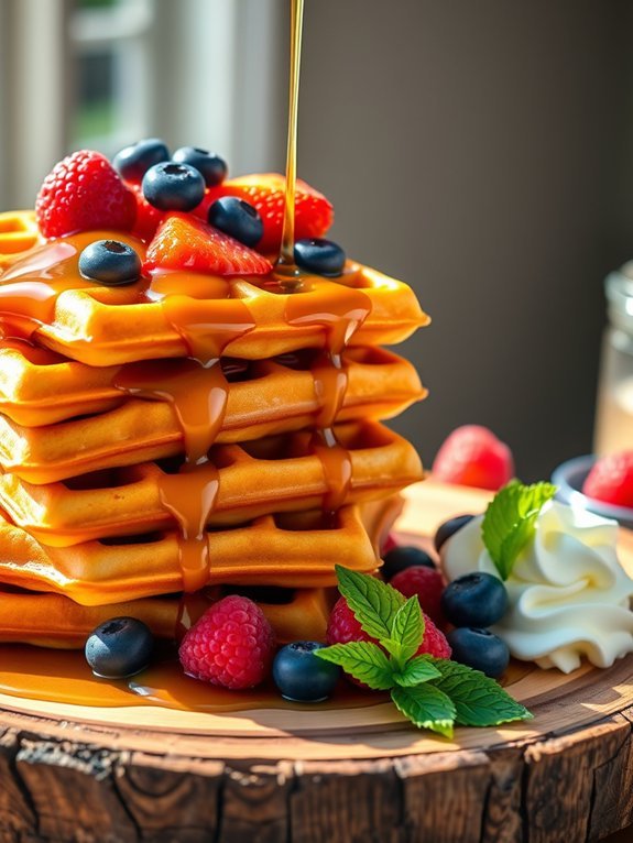 delicious waffles with berries