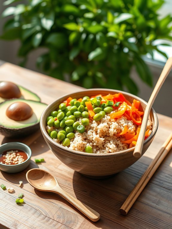 15 High-Protein Vegan Recipes for Healthy Eating 10 edamame rice bowl recipe