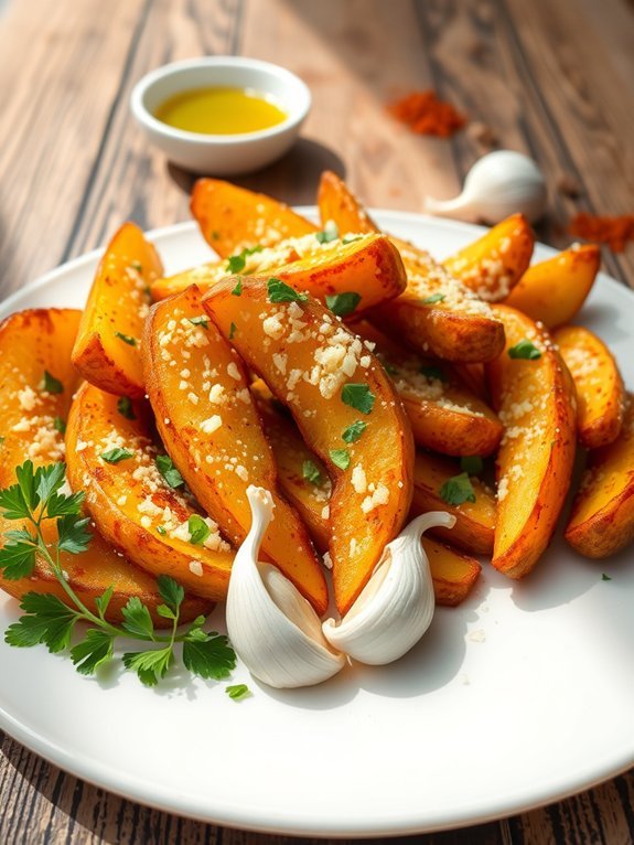 12 Crispy Air Fryer Potato Recipes for Perfectly Golden Fries and Sides 4 garlic parmesan seasoned wedges