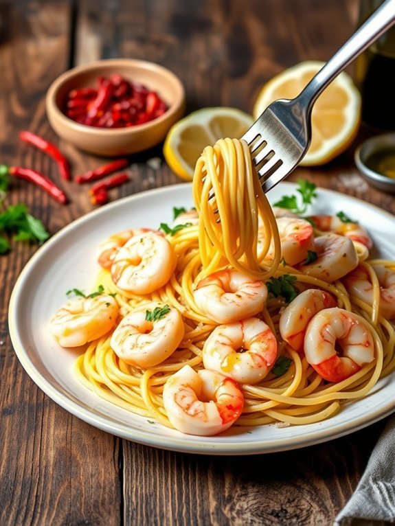 garlic shrimp pasta dish