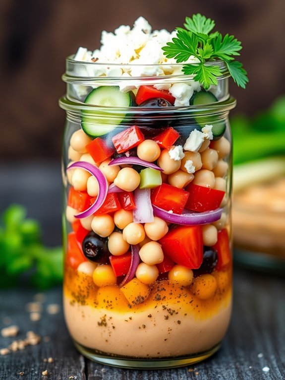 10 Easy Mason Jar Salad Recipes for Quick and Healthy On-the-Go Meals 2 greek salad in jar