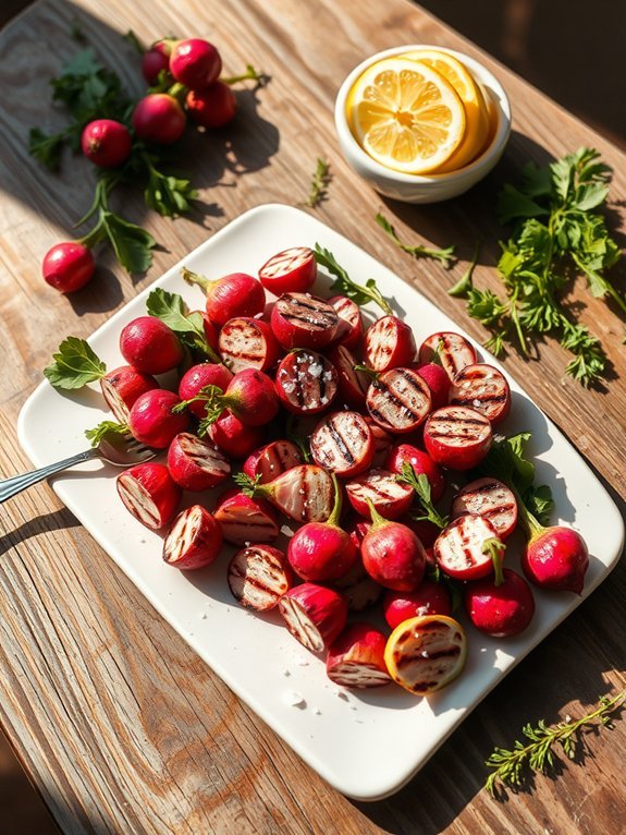 grilled sea salt radishes