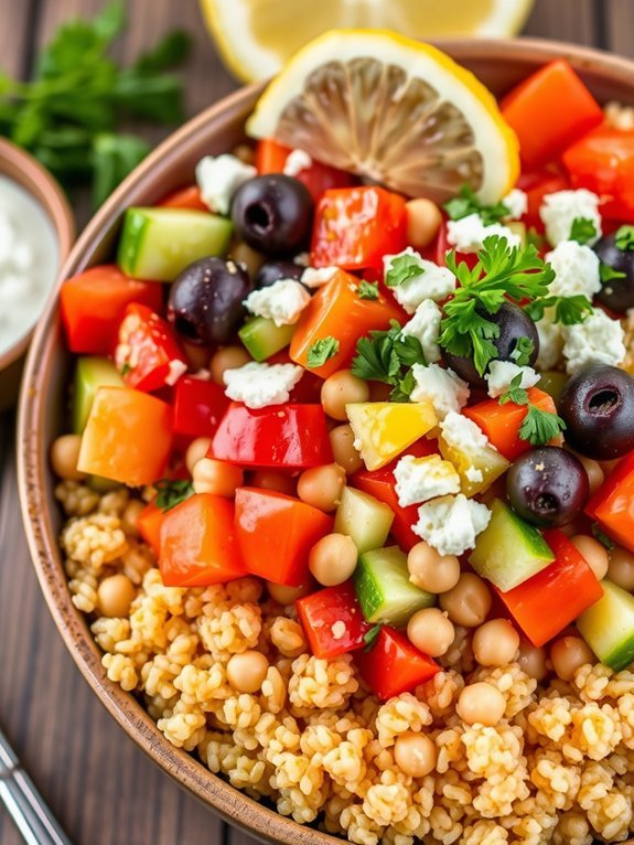 healthy mediterranean grain bowl