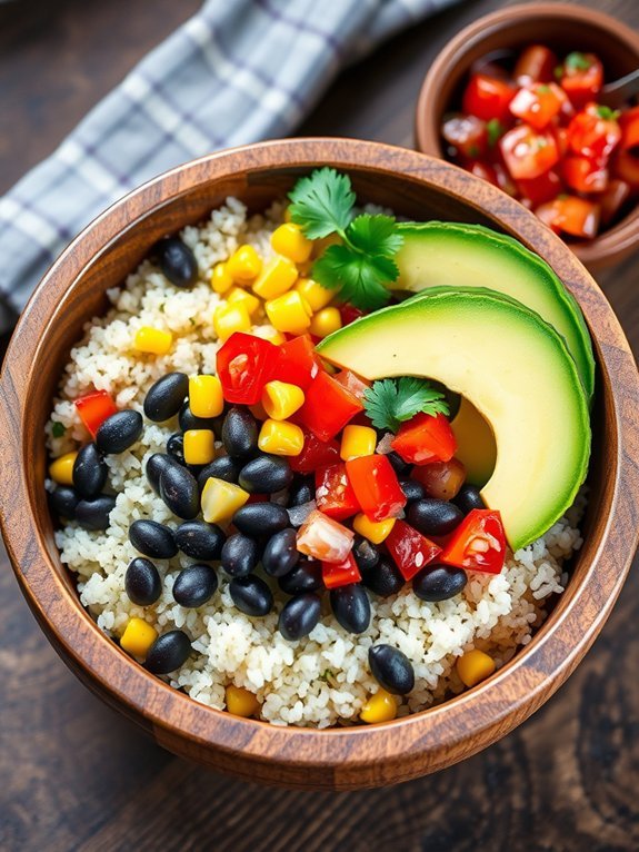 healthy quinoa black bean bowl