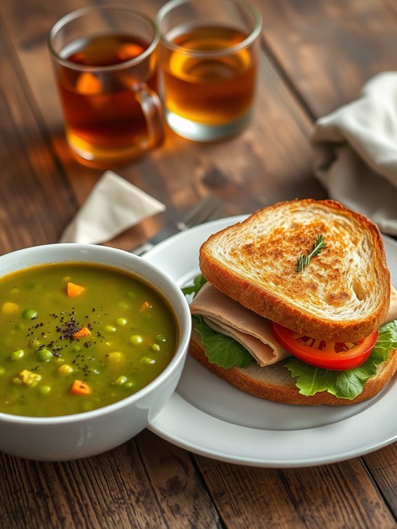 hearty soup and sandwich