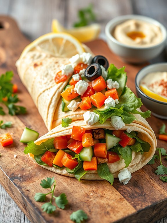 12 Delicious and Healthy Lunch Box Ideas for Adults 3 hummus and vegetable wrap