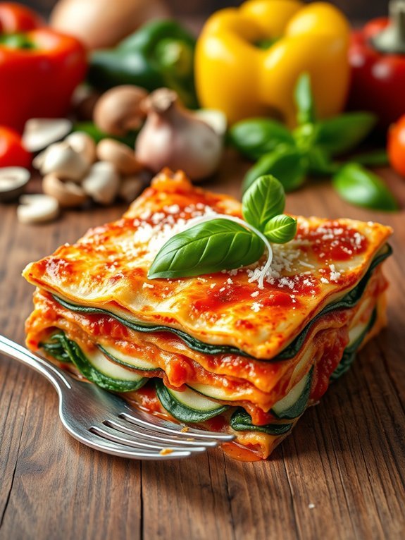 layered vegetable pasta dish