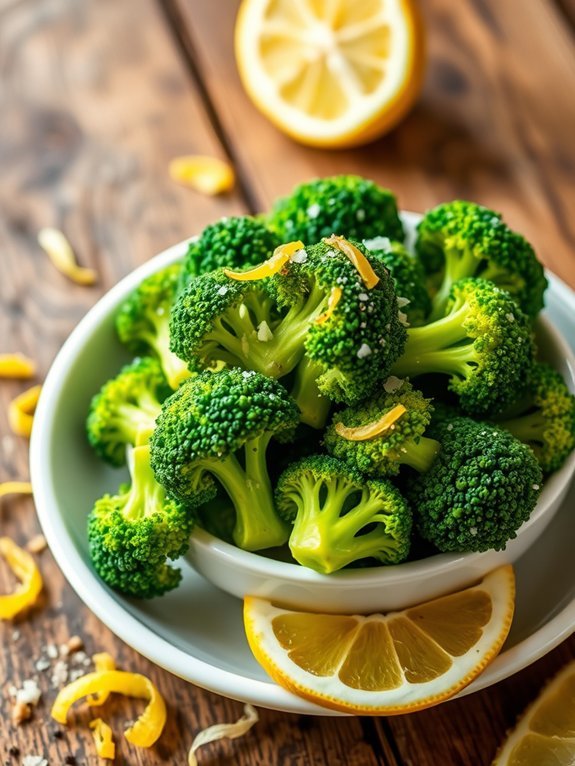 lemon infused steamed broccoli dish
