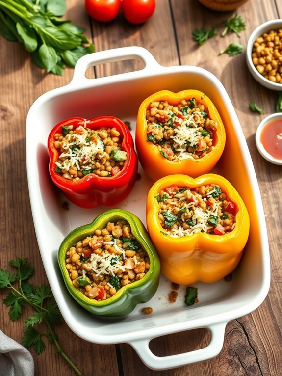 15 Delicious Recipes Featuring Fresh Local and Seasonal Vegetables 11 lentil and spinach peppers