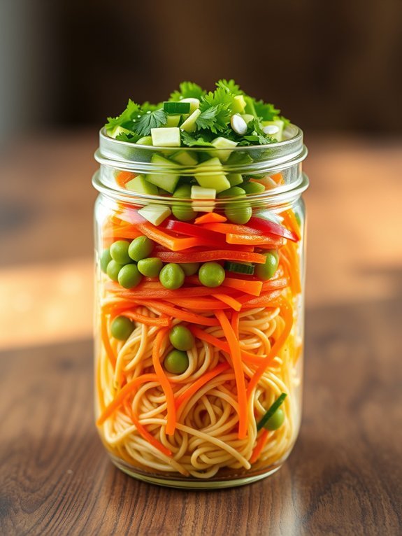 10 Easy Mason Jar Salad Recipes for Quick and Healthy On-the-Go Meals 7 mason jar noodle salad