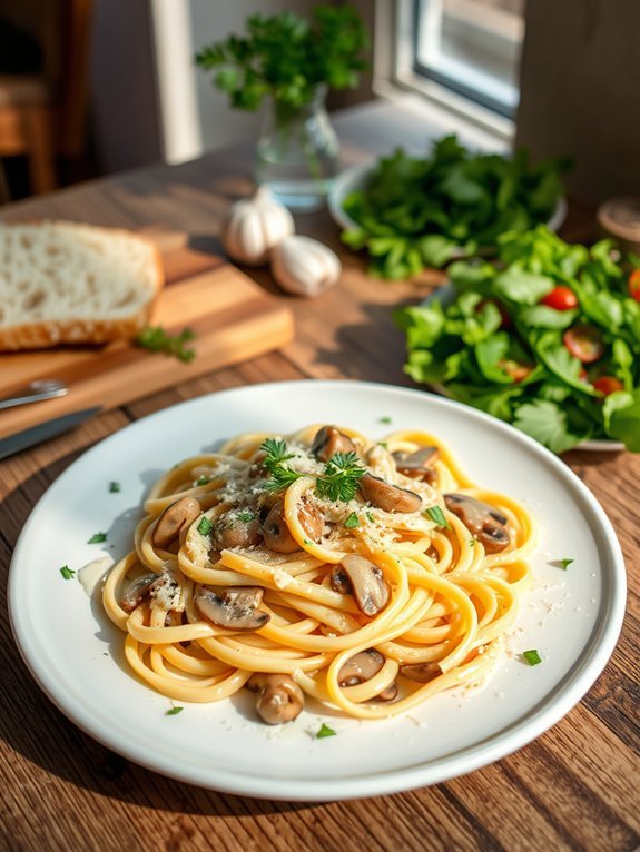 mushroom infused creamy pasta dish