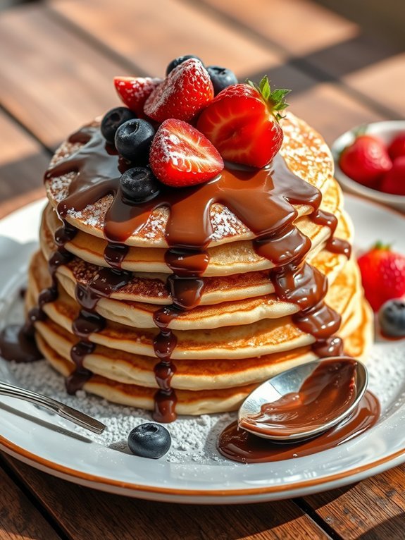 nutella filled fluffy pancakes