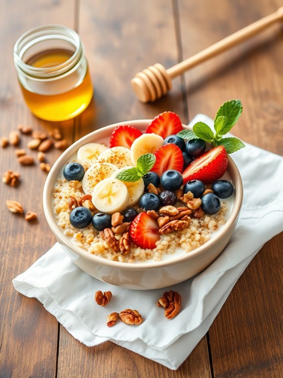nutty fruit quinoa bowl