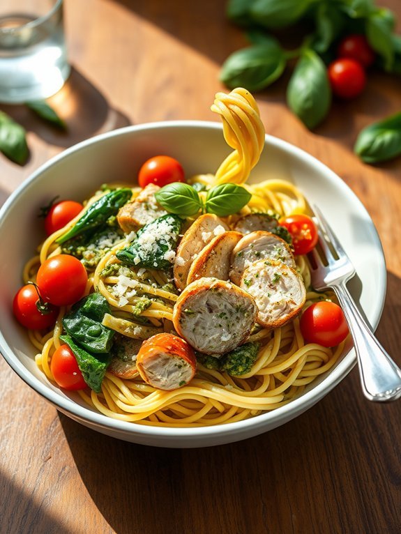 15 Exciting Instant Noodle Recipes to Elevate Your Meals 11 pesto chicken noodle dish