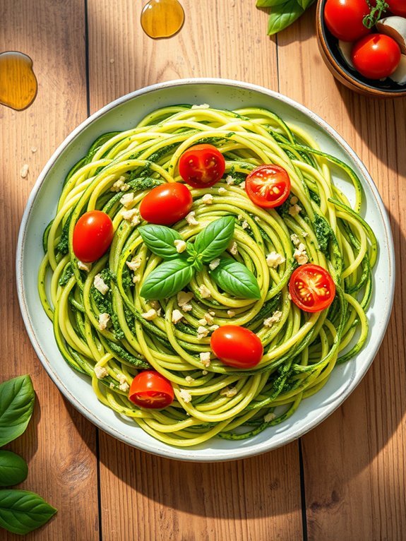 Quick and Easy Vegan Meals: 10 Delicious Recipes Ready in 30 Minutes 10 pesto topped zucchini noodles