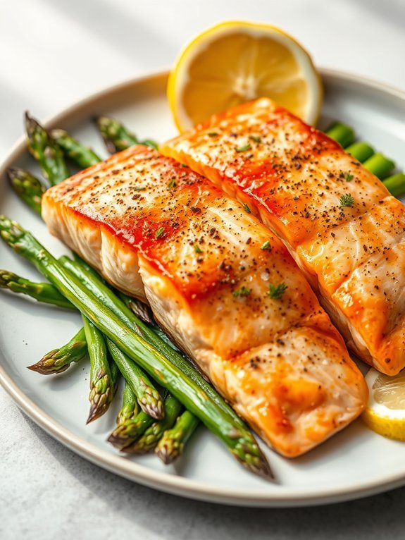 salmon and asparagus dish