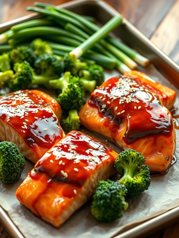 12 Easy Sheet Pan Dinner Recipes for Quick and Effortless Cooking 6 salmon glazed with broccoli