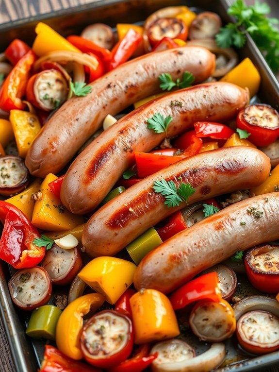 12 Easy Sheet Pan Dinner Recipes for Quick and Effortless Cooking 4 sausage served with peppers