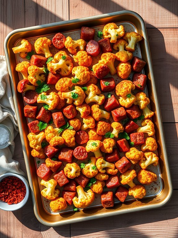 15 Quick and Easy Sheet Pan Recipes for Hassle-Free Meals 14 savory sausage with cauliflower