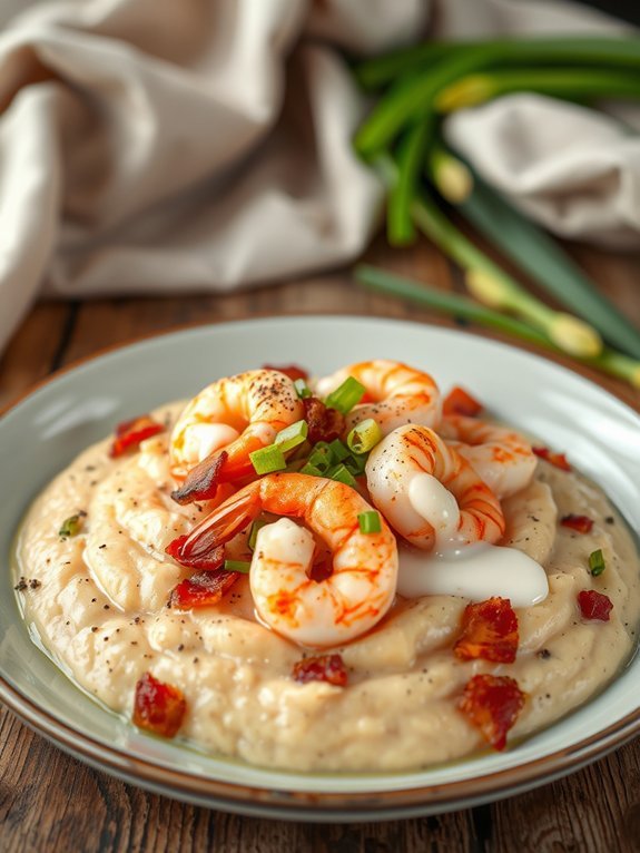 savory shrimp with creamy grits