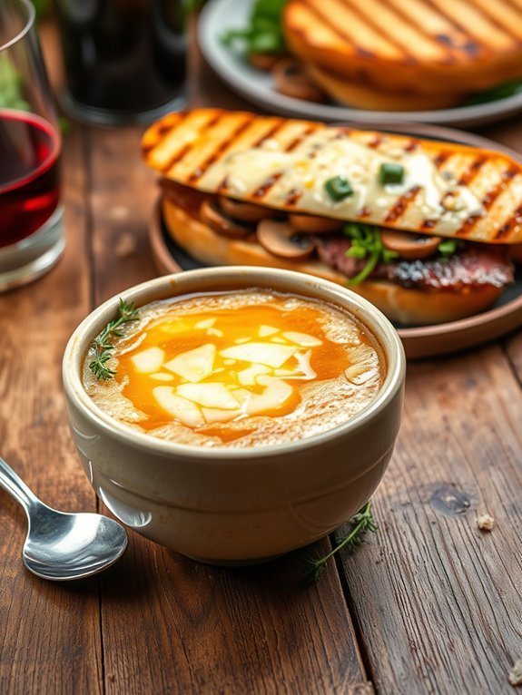 savory soup with sandwich