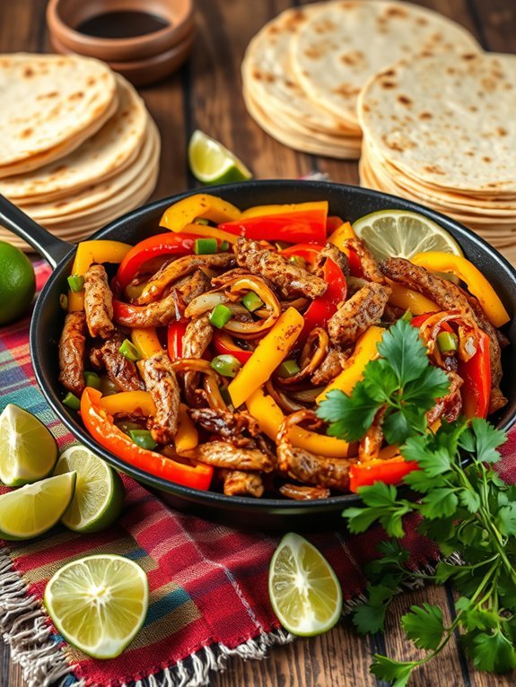 seitan and bell peppers