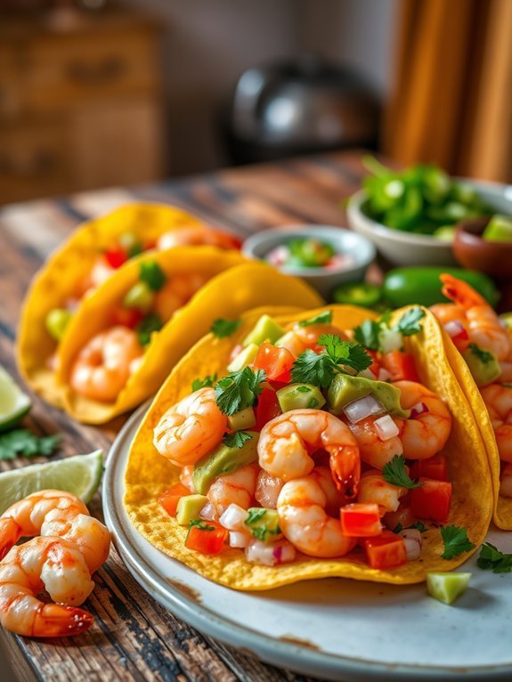 shrimp tacos with avocado