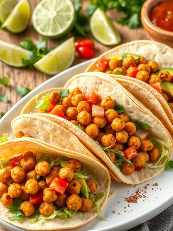 10 Budget-Friendly Vegetarian Recipes for Saving Money 3 spicy chickpea filled tacos