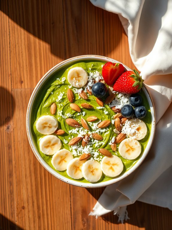 10 Delicious Gluten-Free Breakfast Ideas for a Healthy Start to Your Day 7 spinach almond smoothie bowl